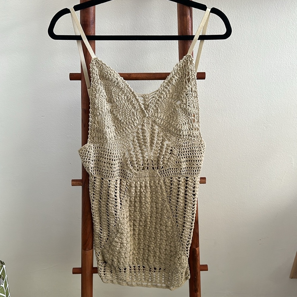 Elegant Cream Crochet Dress